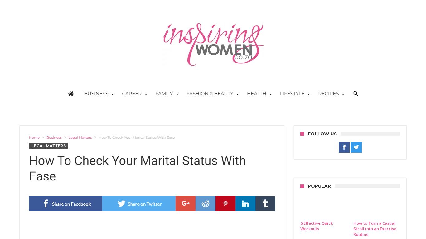 Check Your Marital Status - InspireWomenSA